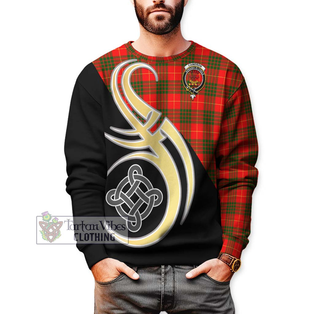 Cameron Modern Tartan Sweatshirt with Family Crest and Celtic Symbol Style Unisex - Tartan Vibes Clothing