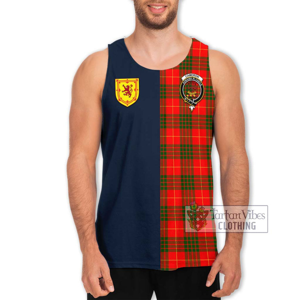 Tartan Vibes Clothing Cameron Modern Tartan Men's Tank Top with Scottish Lion Royal Arm Half Style