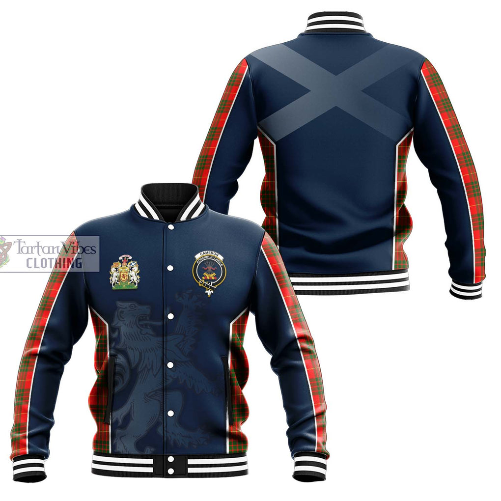 Cameron Modern Tartan Baseball Jacket with Family Crest and Lion Rampant Vibes Sport Style Unisex - Tartan Vibes Clothing