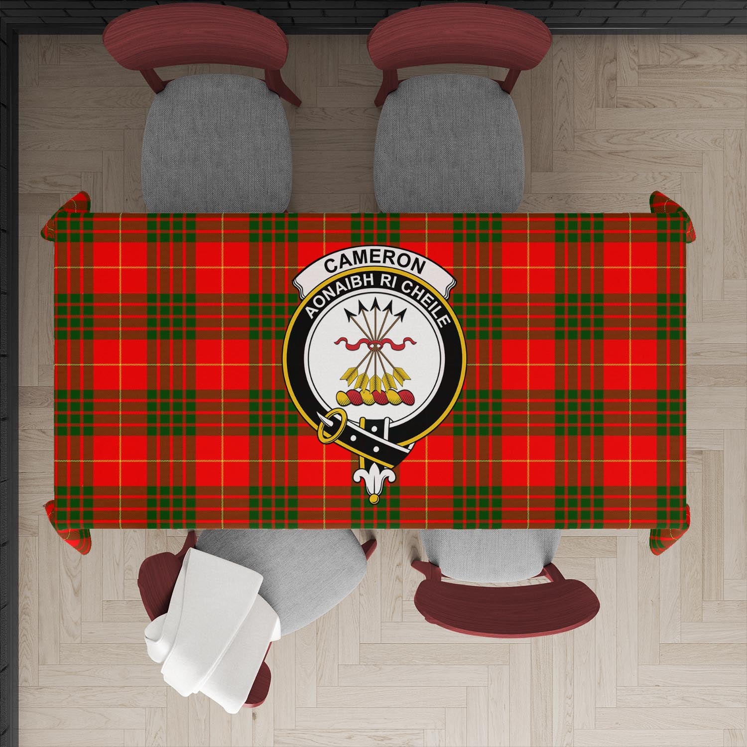 cameron-modern-tatan-tablecloth-with-family-crest