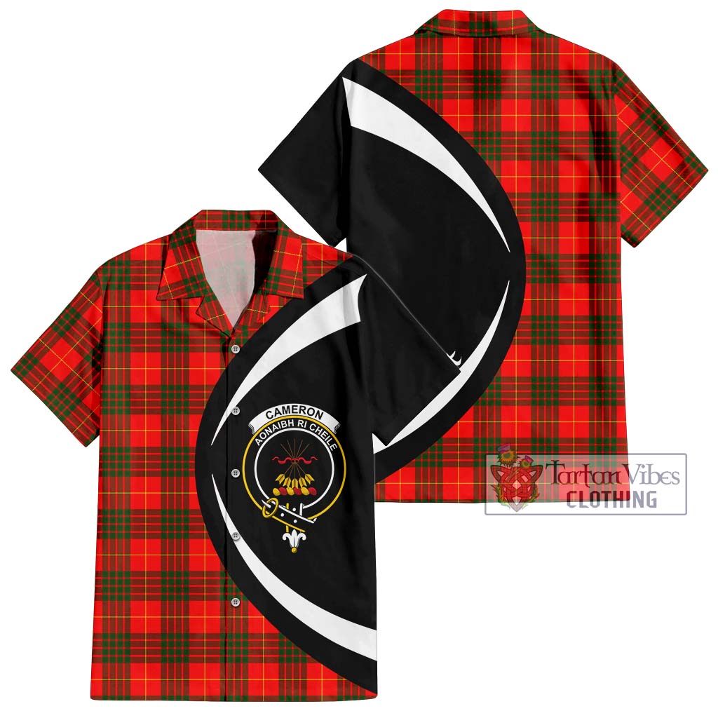 Cameron Modern Tartan Short Sleeve Button Up with Family Crest Circle Style Kid - Tartan Vibes Clothing