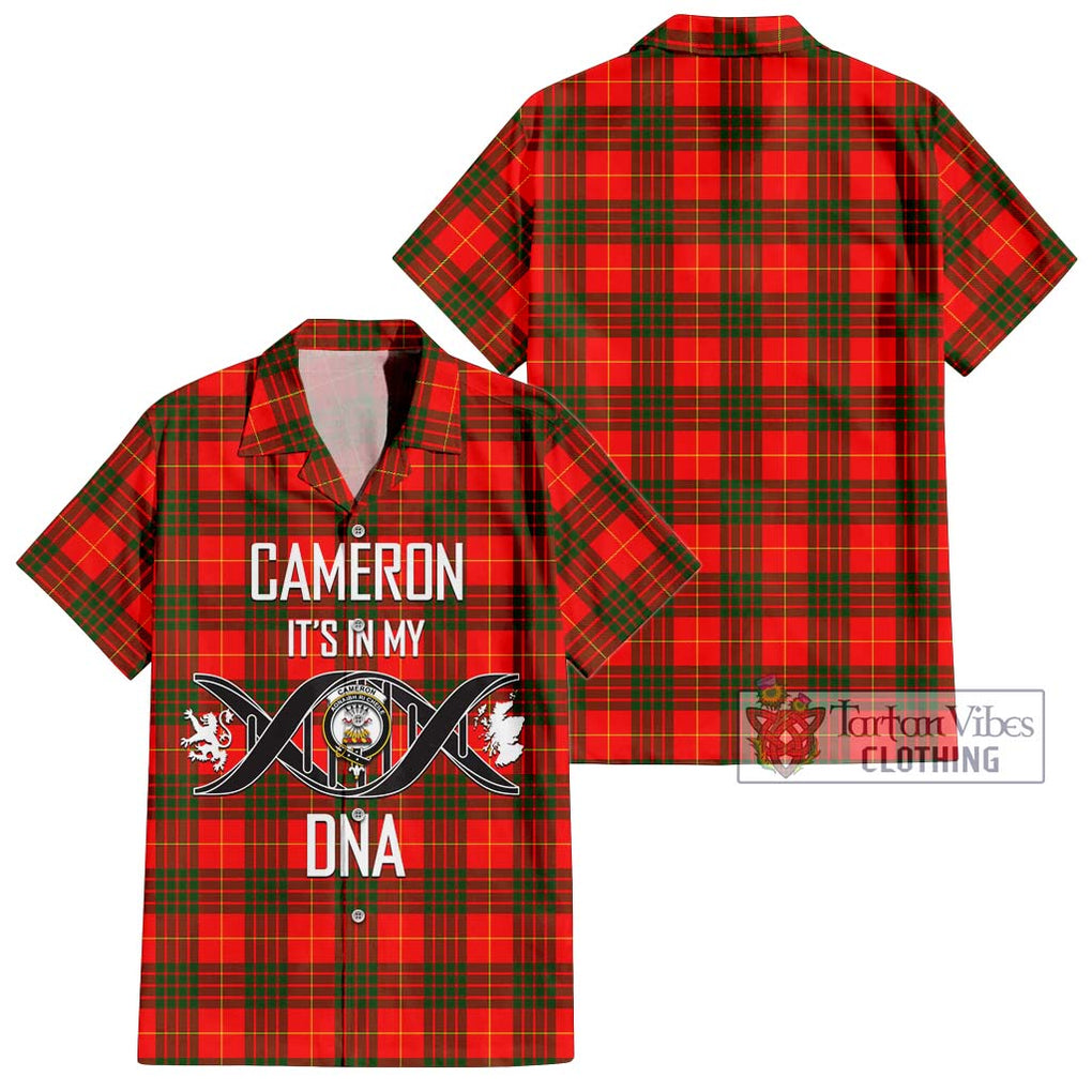 Cameron Modern Tartan Short Sleeve Button Shirt with Family Crest DNA In Me Style Kid - Tartanvibesclothing Shop