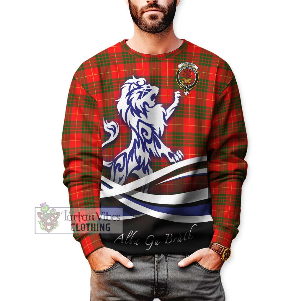 Cameron Modern Tartan Sweatshirt with Alba Gu Brath Regal Lion Emblem Unisex - Tartanvibesclothing Shop