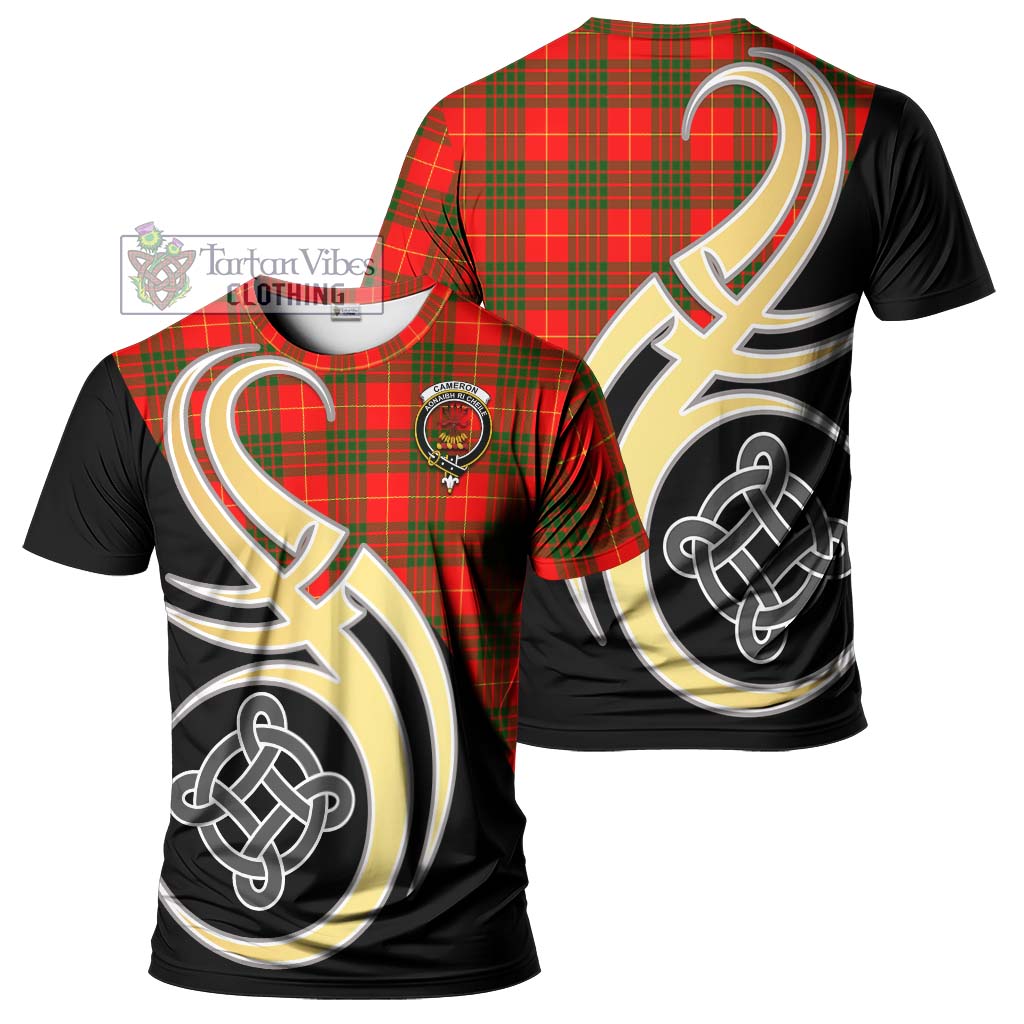 Tartan Vibes Clothing Cameron Modern Tartan T-Shirt with Family Crest and Celtic Symbol Style