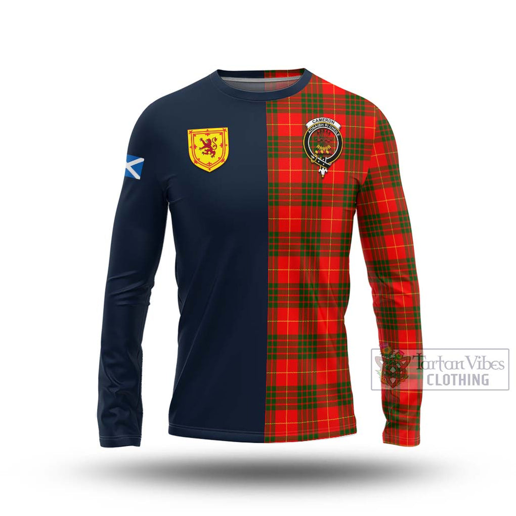 Tartan Vibes Clothing Cameron Modern Tartan Long Sleeve T-Shirt with Scottish Lion Royal Arm Half Style