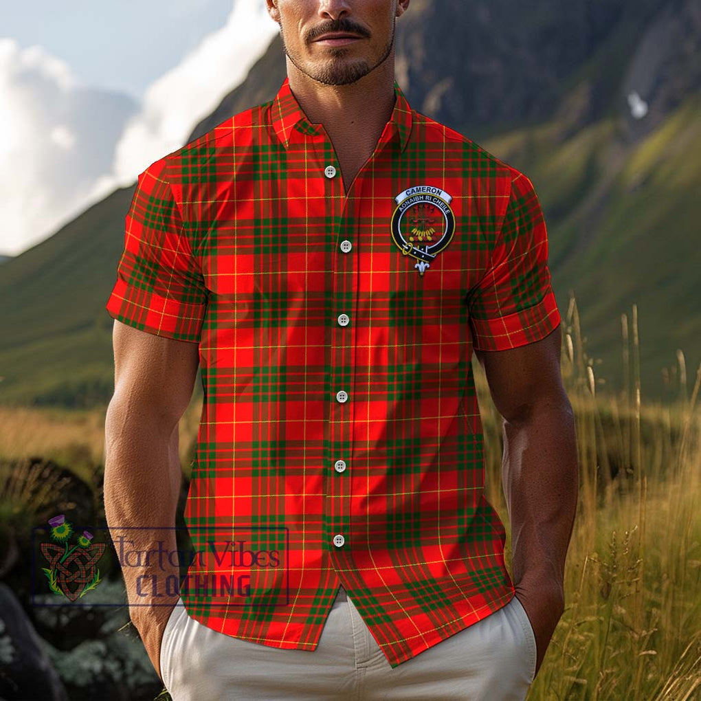 Cameron Modern Tartan Cotton Hawaiian Shirt with Family Crest Adult - Tartan Vibes Clothing