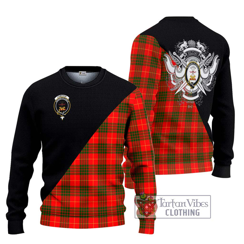 Cameron Modern Tartan Knitted Sweater with Family Crest and Military Logo Style Unisex - Tartanvibesclothing Shop