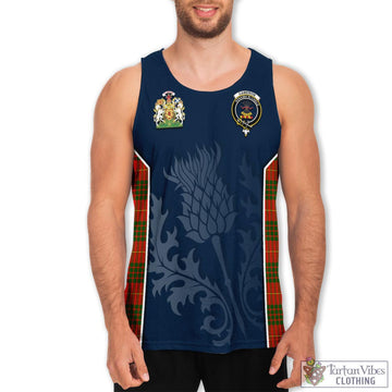 Cameron Modern Tartan Men's Tanks Top with Family Crest and Scottish Thistle Vibes Sport Style