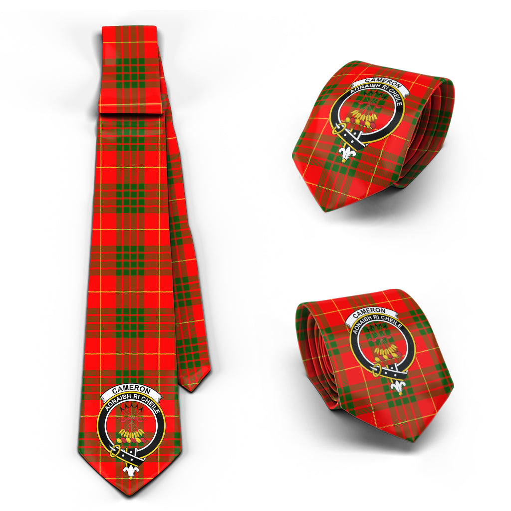 Cameron Modern Tartan Classic Necktie with Family Crest Necktie One Size - Tartan Vibes Clothing