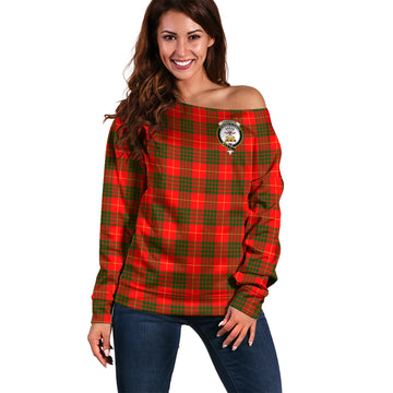 Cameron Modern Tartan Off Shoulder Women Sweater with Family Crest