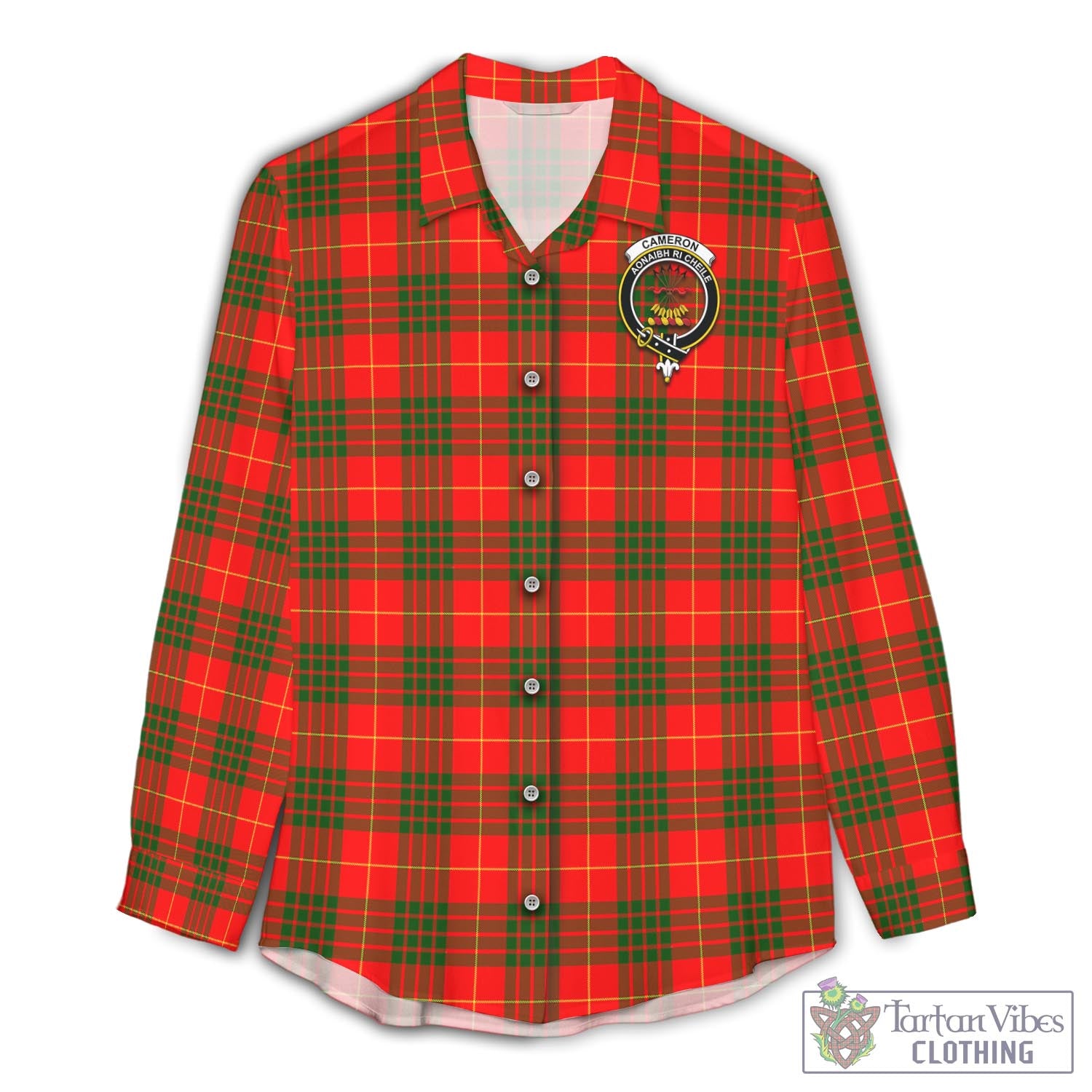 Tartan Vibes Clothing Cameron Modern Tartan Womens Casual Shirt with Family Crest