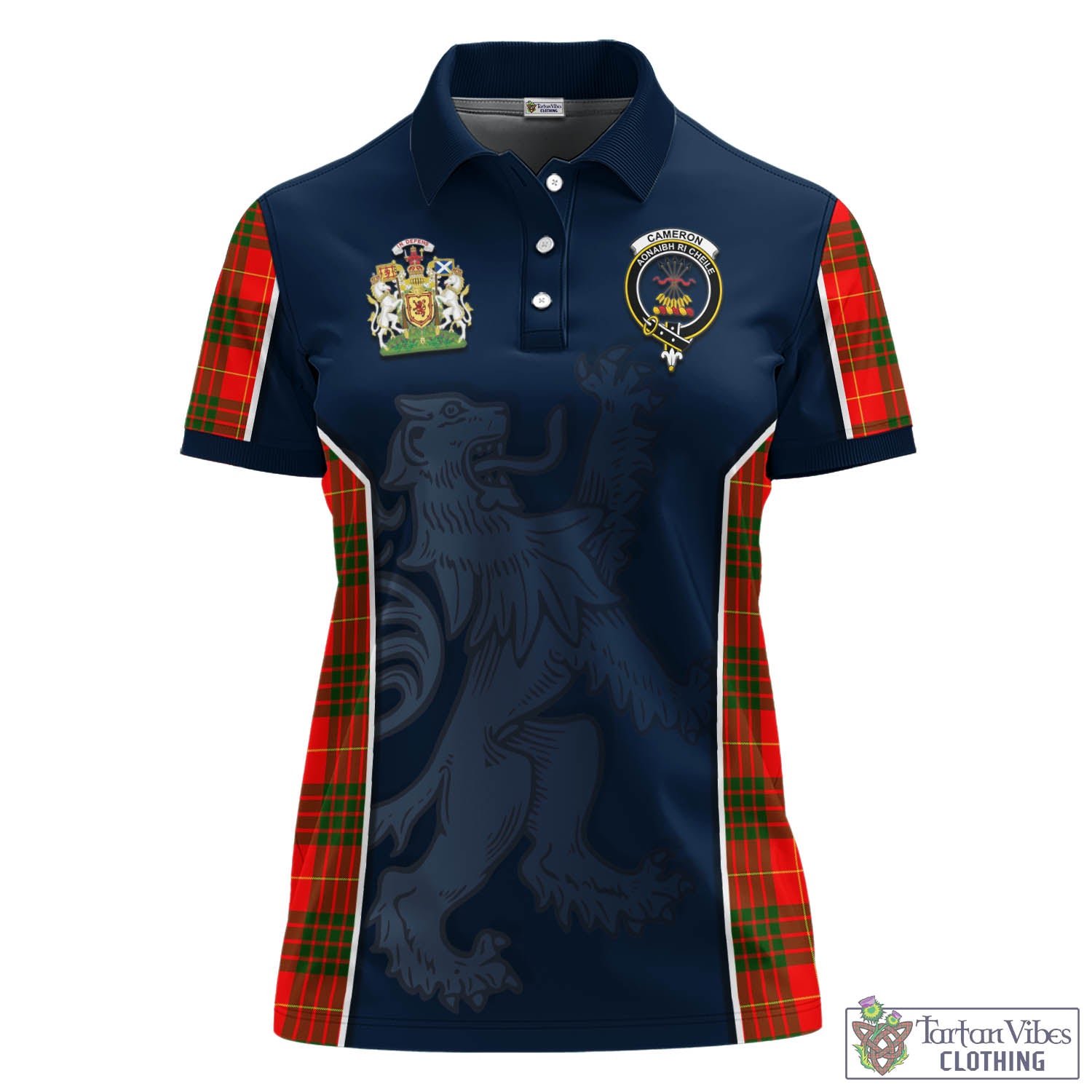 Tartan Vibes Clothing Cameron Modern Tartan Women's Polo Shirt with Family Crest and Lion Rampant Vibes Sport Style