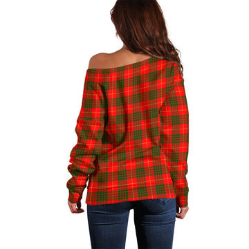 Cameron Modern Tartan Off Shoulder Women Sweater with Family Crest