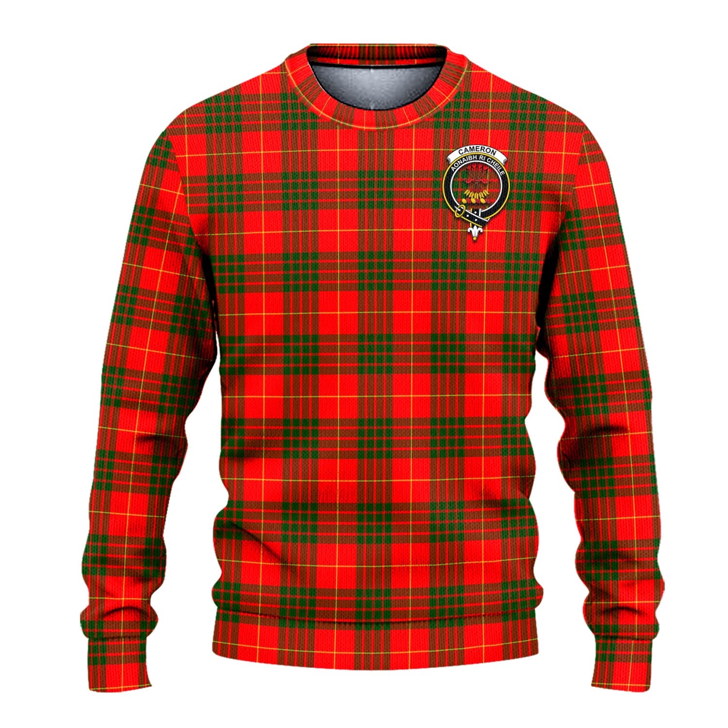 Cameron Modern Tartan Knitted Sweater with Family Crest - Tartanvibesclothing