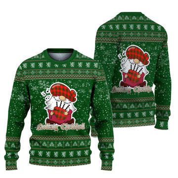 Cameron Modern Clan Christmas Family Ugly Sweater with Funny Gnome Playing Bagpipes