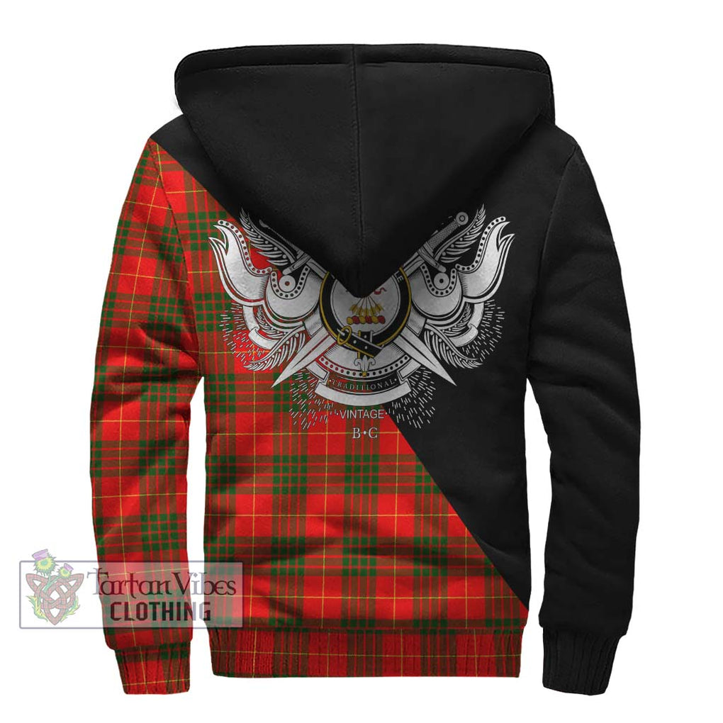 Cameron Modern Tartan Sherpa Hoodie with Family Crest and Military Logo Style - Tartanvibesclothing Shop