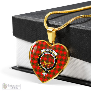 Cameron Modern Tartan Heart Necklace with Family Crest