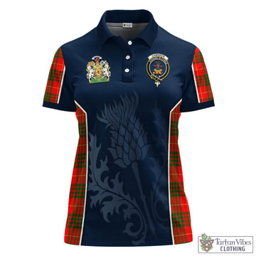 Cameron Modern Tartan Women's Polo Shirt with Family Crest and Scottish Thistle Vibes Sport Style