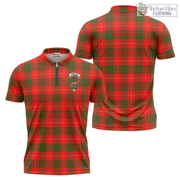 Cameron Modern Tartan Zipper Polo Shirt with Family Crest