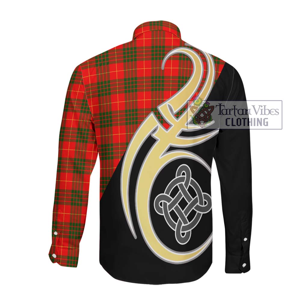 Cameron Modern Tartan Long Sleeve Button Shirt with Family Crest and Celtic Symbol Style Men's Shirt - Tartan Vibes Clothing