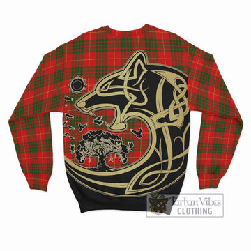 Cameron Modern Tartan Sweatshirt with Family Crest Celtic Wolf Style