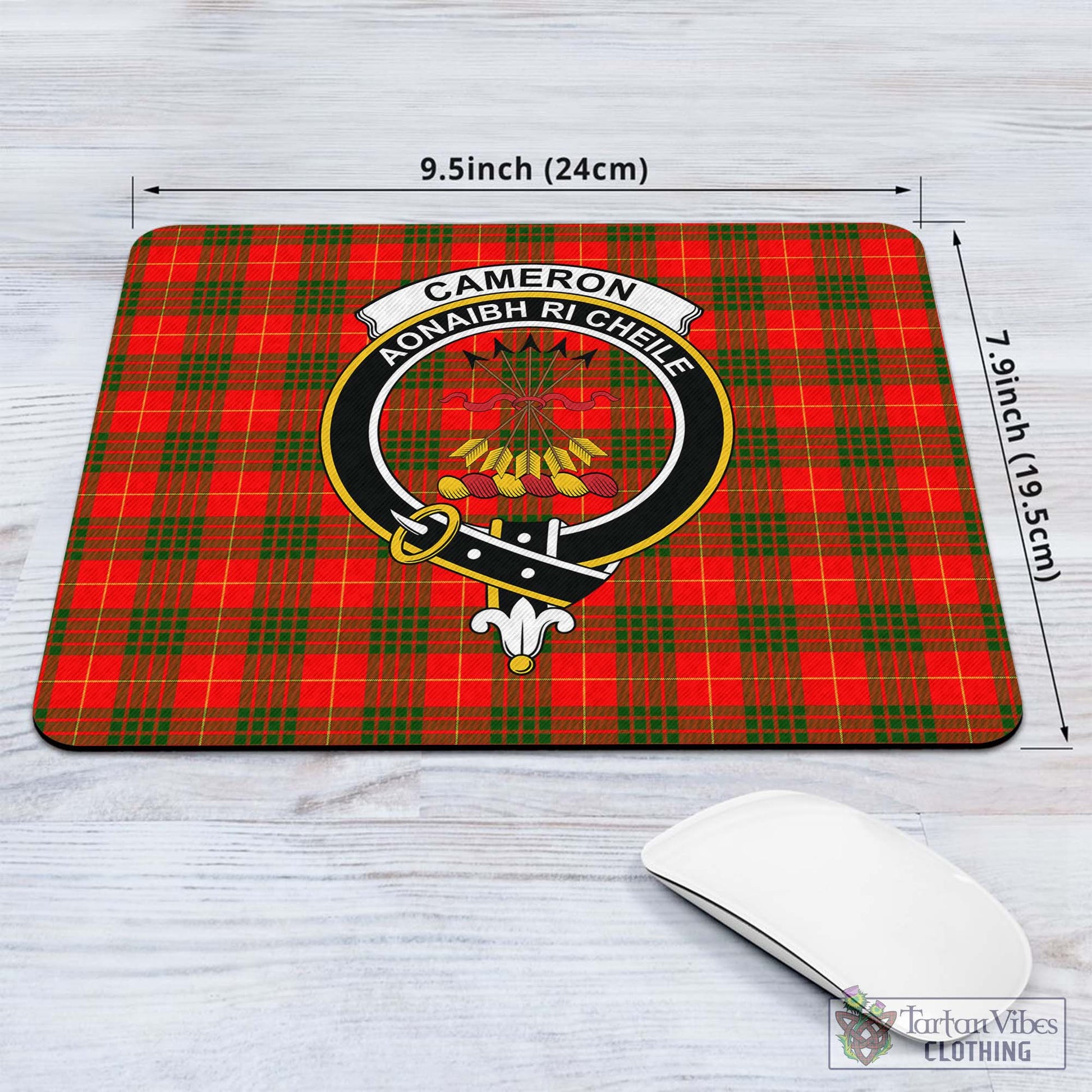 Tartan Vibes Clothing Cameron Modern Tartan Mouse Pad with Family Crest