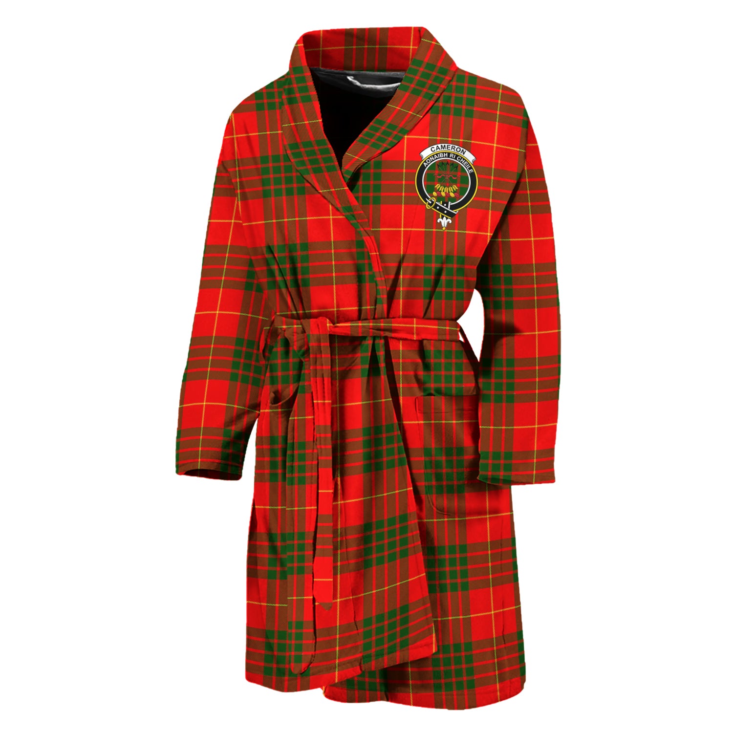 Cameron Modern Tartan Bathrobe with Family Crest Unisex M - Tartan Vibes Clothing