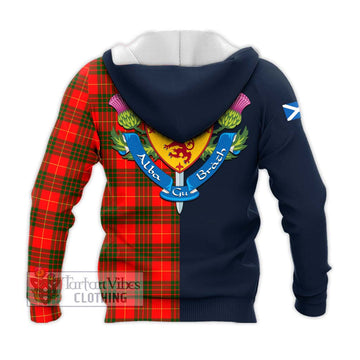 Cameron Modern Tartan Knitted Hoodie Alba with Scottish Lion Royal Arm Half Style