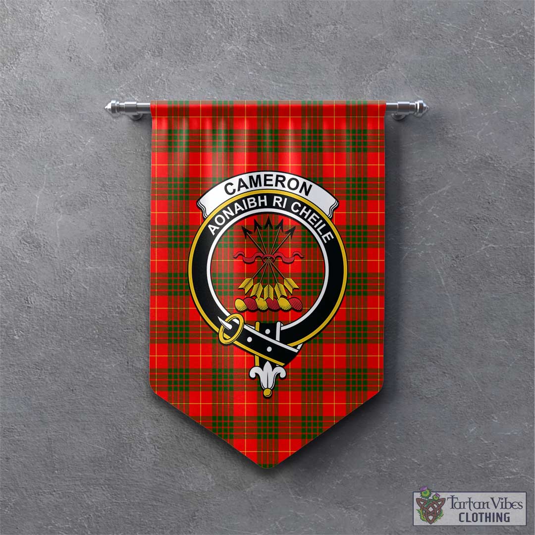 Tartan Vibes Clothing Cameron Modern Tartan Gonfalon, Tartan Banner with Family Crest