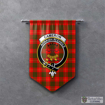 Cameron Modern Tartan Gonfalon, Tartan Banner with Family Crest