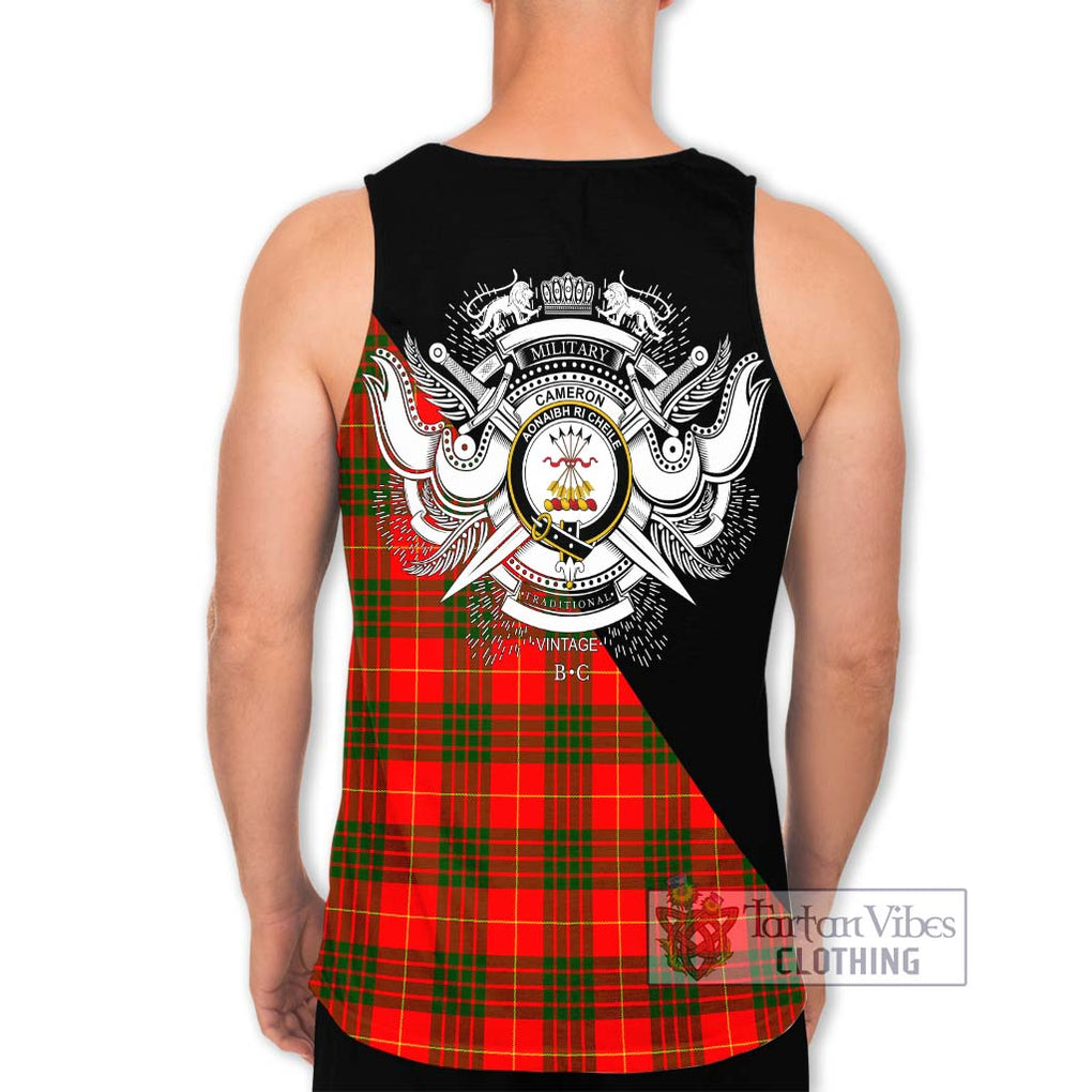 Cameron Modern Tartan Men's Tank Top with Family Crest and Military Logo Style - Tartanvibesclothing Shop