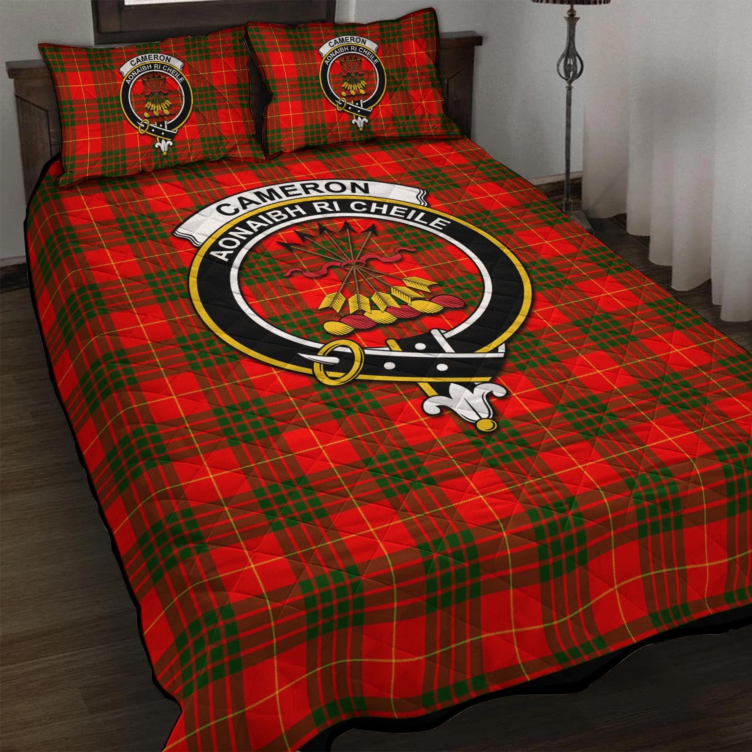 Cameron Modern Tartan Quilt Bed Set with Family Crest - Tartan Vibes Clothing