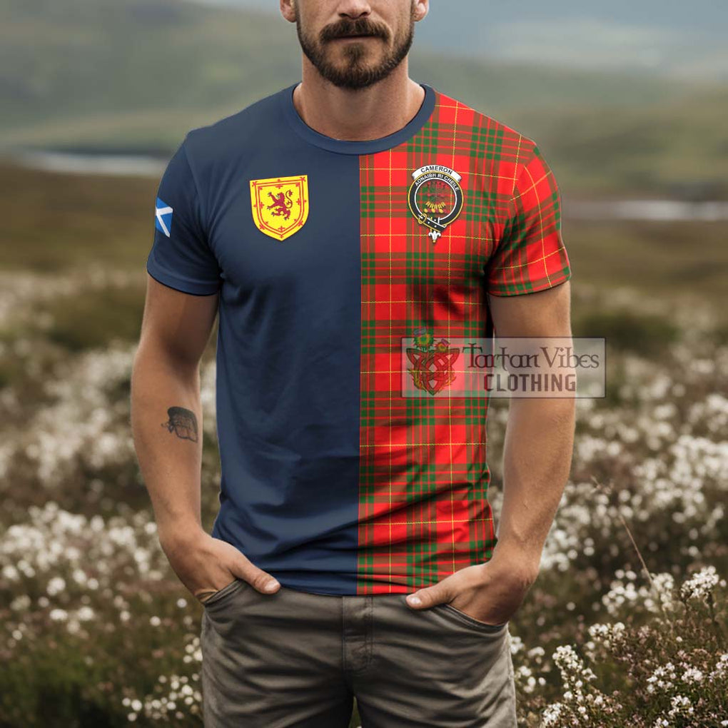 Tartan Vibes Clothing Cameron Modern Tartan T-Shirt Alba with Scottish Lion Royal Arm Half Style