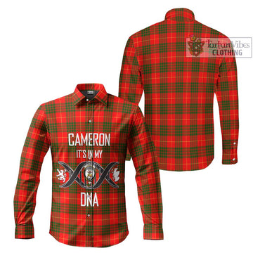 Cameron Modern Tartan Long Sleeve Button Shirt with Family Crest DNA In Me Style