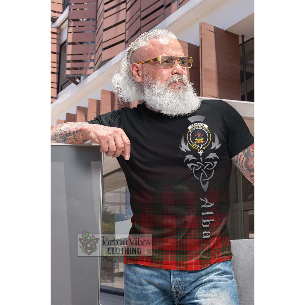 Tartan Vibes Clothing Cameron Modern Tartan Cotton T-shirt Featuring Alba Gu Brath Family Crest Celtic Inspired