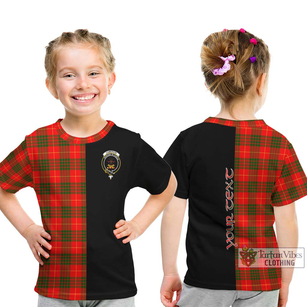 Cameron Modern Tartan Kid T-Shirt with Family Crest and Half Of Me Style - Tartanvibesclothing Shop