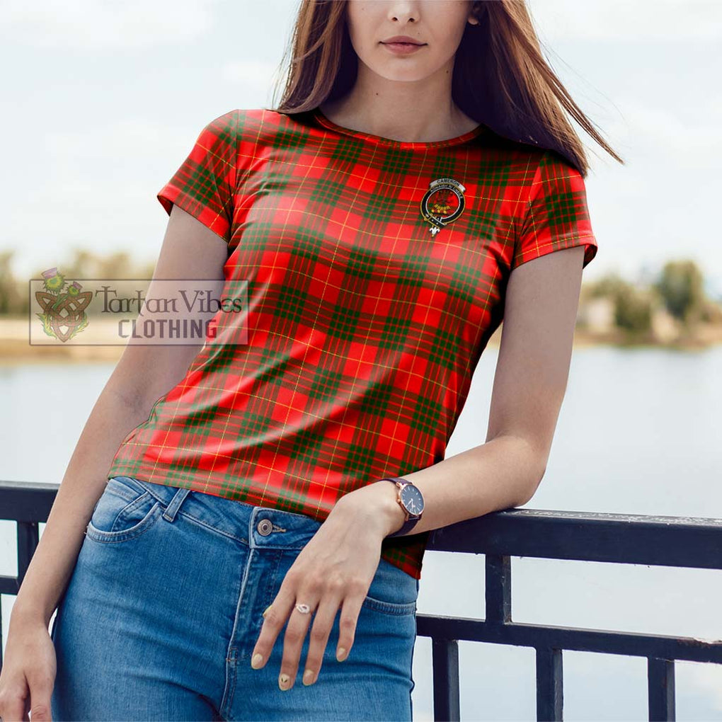 Cameron Modern Tartan Cotton T-Shirt with Family Crest Women's Shirt - Tartanvibesclothing Shop