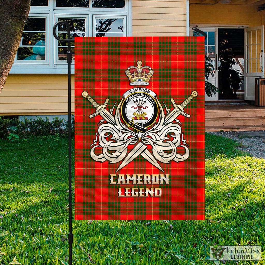 Tartan Vibes Clothing Cameron Modern Tartan Flag with Clan Crest and the Golden Sword of Courageous Legacy