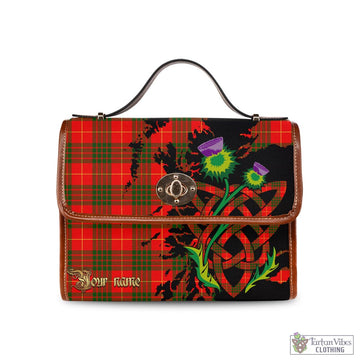 Cameron Modern Tartan Waterproof Canvas Bag with Scotland Map and Thistle Celtic Accents