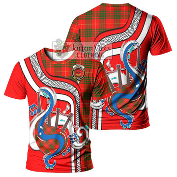 Cameron Modern Tartan T-Shirt with Epic Bagpipe Style