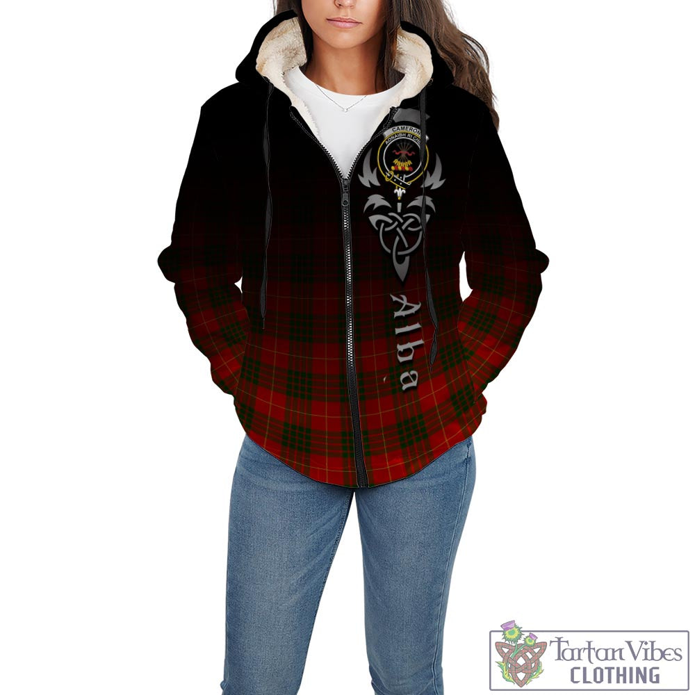 Tartan Vibes Clothing Cameron Modern Tartan Sherpa Hoodie Featuring Alba Gu Brath Family Crest Celtic Inspired