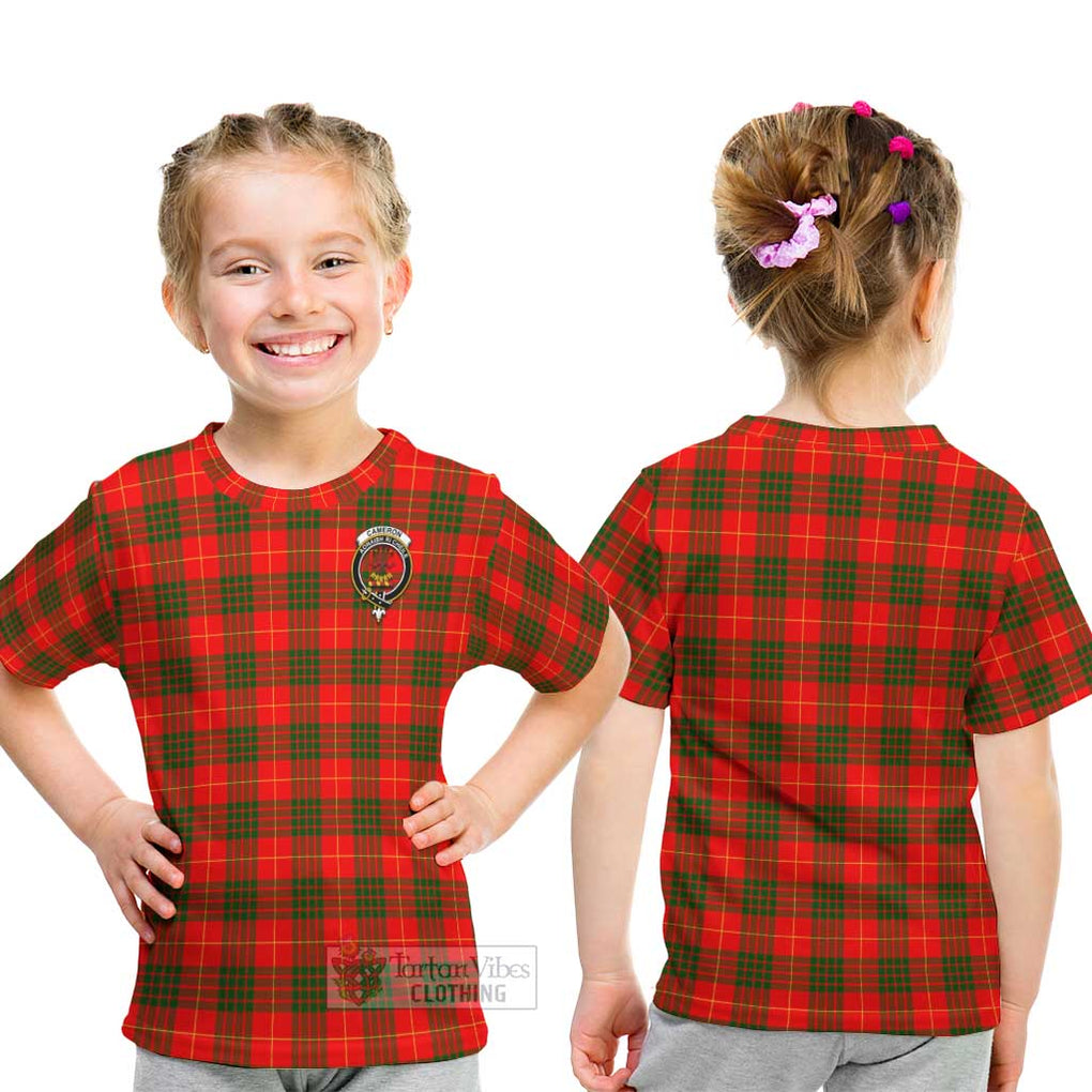 Cameron Modern Tartan Kid T-Shirt with Family Crest - Tartanvibesclothing Shop