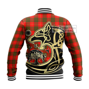 Cameron Modern Tartan Baseball Jacket with Family Crest Celtic Wolf Style