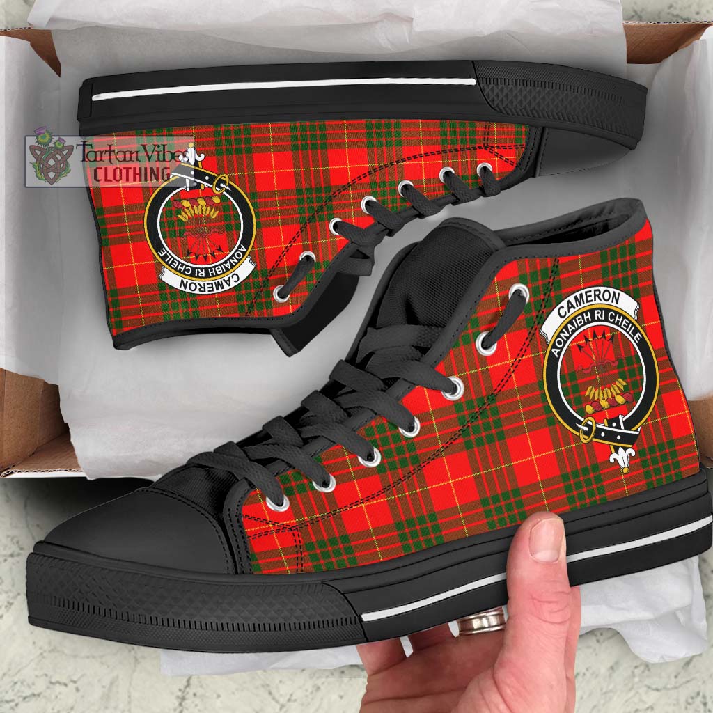 Tartan Vibes Clothing Cameron Modern Tartan High Top Shoes with Family Crest