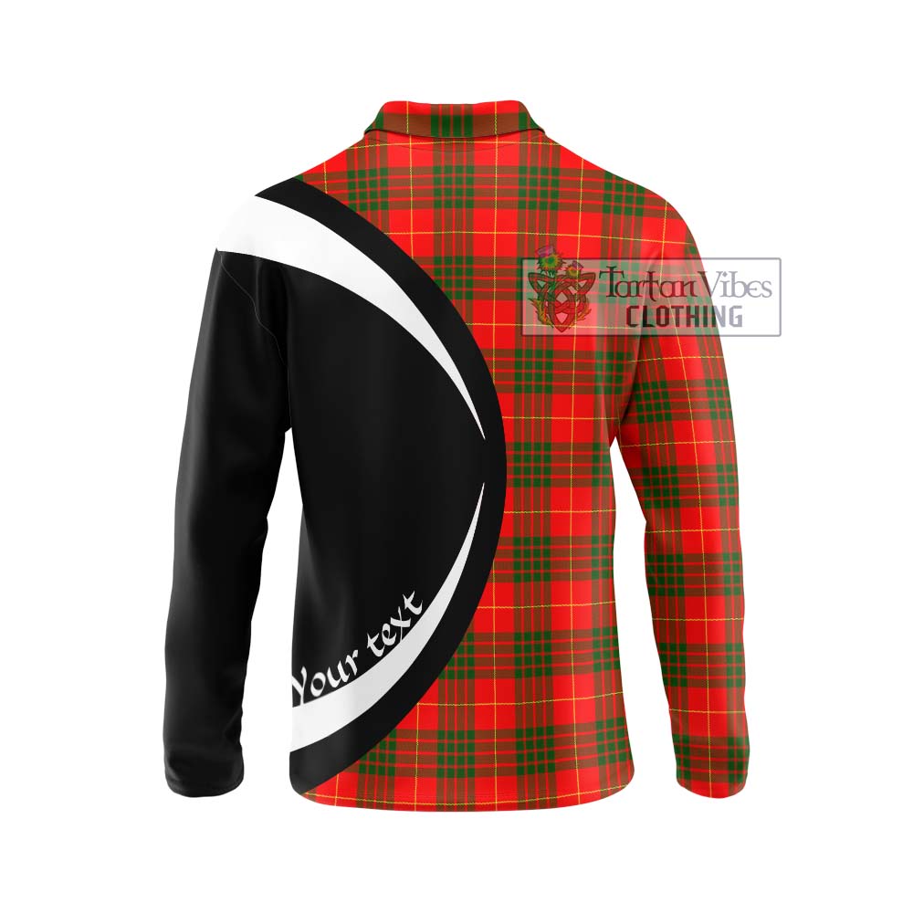 Cameron Modern Tartan Long Sleeve Polo Shirt with Family Crest Circle Style - Tartan Vibes Clothing