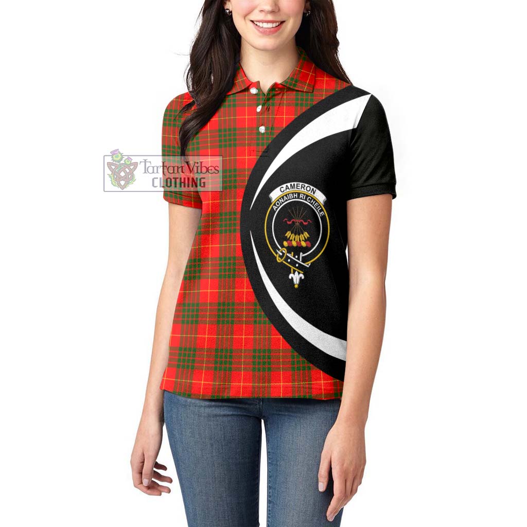 Cameron Modern Tartan Women's Polo Shirt with Family Crest Circle Style - Tartan Vibes Clothing