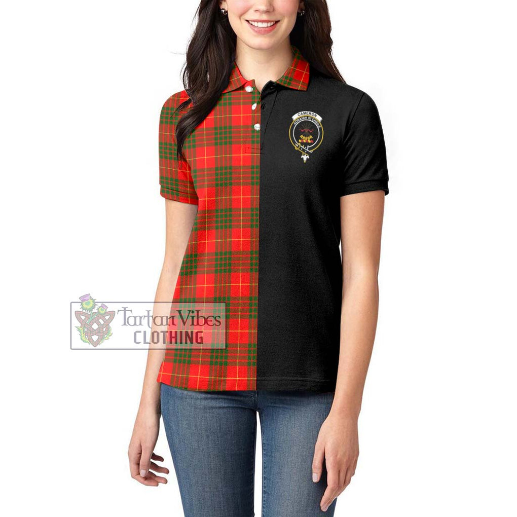 Cameron Modern Tartan Women's Polo Shirt with Family Crest and Half Of Me Style - Tartanvibesclothing Shop