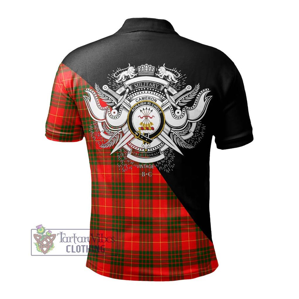 Cameron Modern Tartan Polo Shirt with Family Crest and Military Logo Style - Tartanvibesclothing Shop