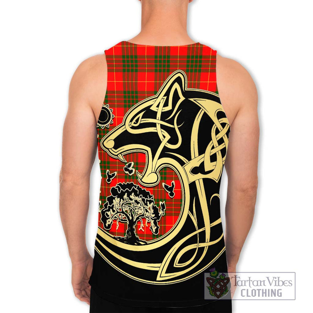 Cameron Modern Tartan Men's Tank Top with Family Crest Celtic Wolf Style - Tartan Vibes Clothing