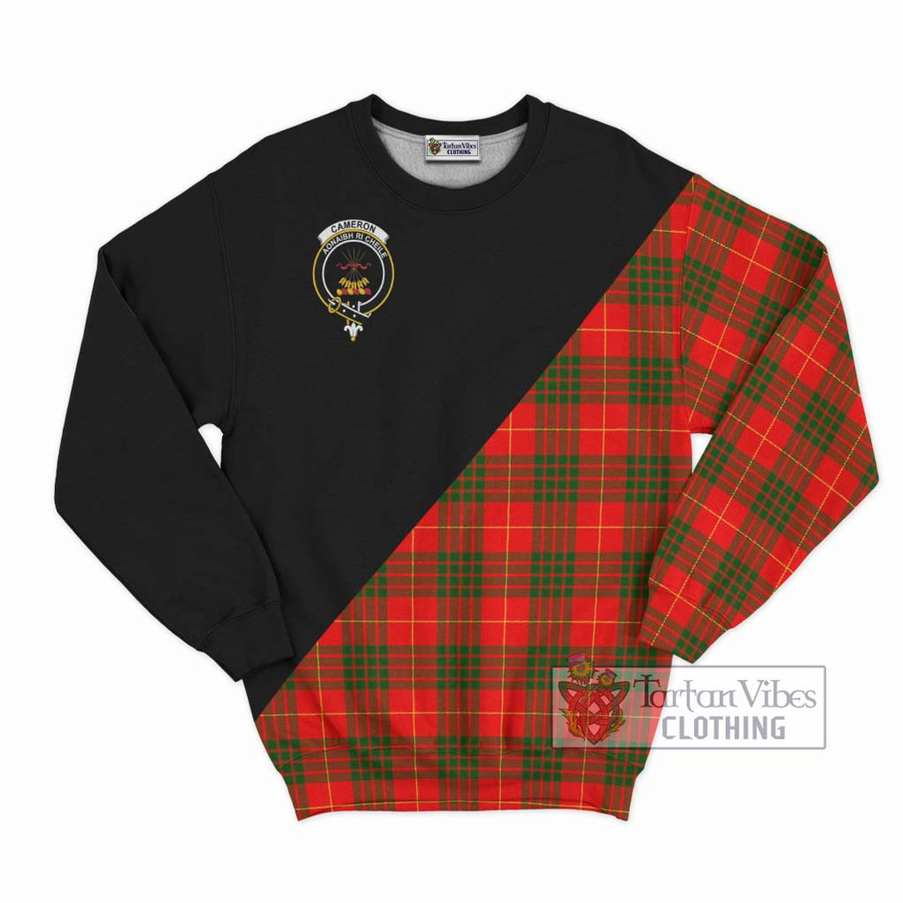 Cameron Modern Tartan Sweatshirt with Family Crest and Military Logo Style - Tartanvibesclothing Shop